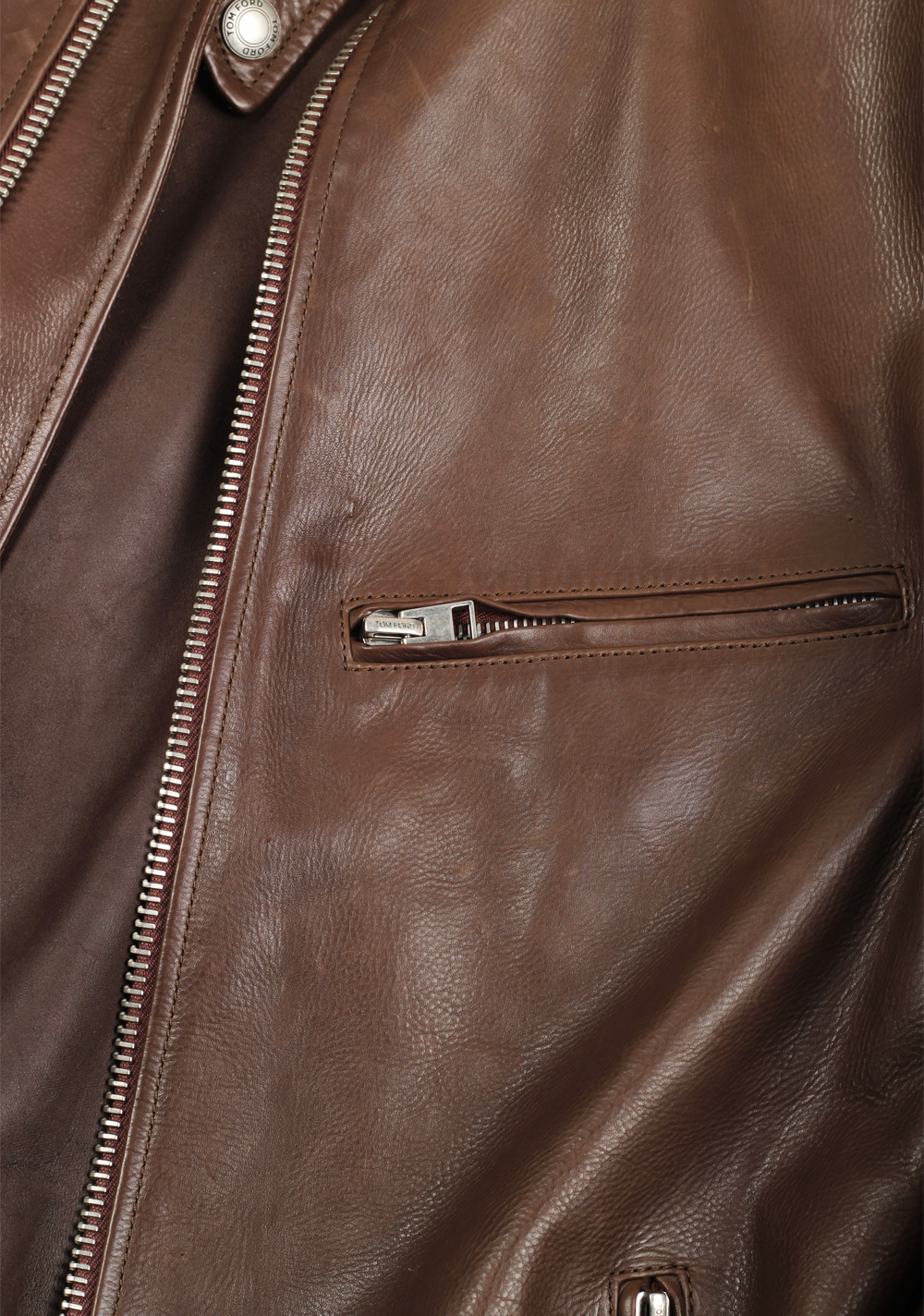TOM FORD Brown Leather Jacket Coat Size 48 / 38R U.S. | Costume Limité