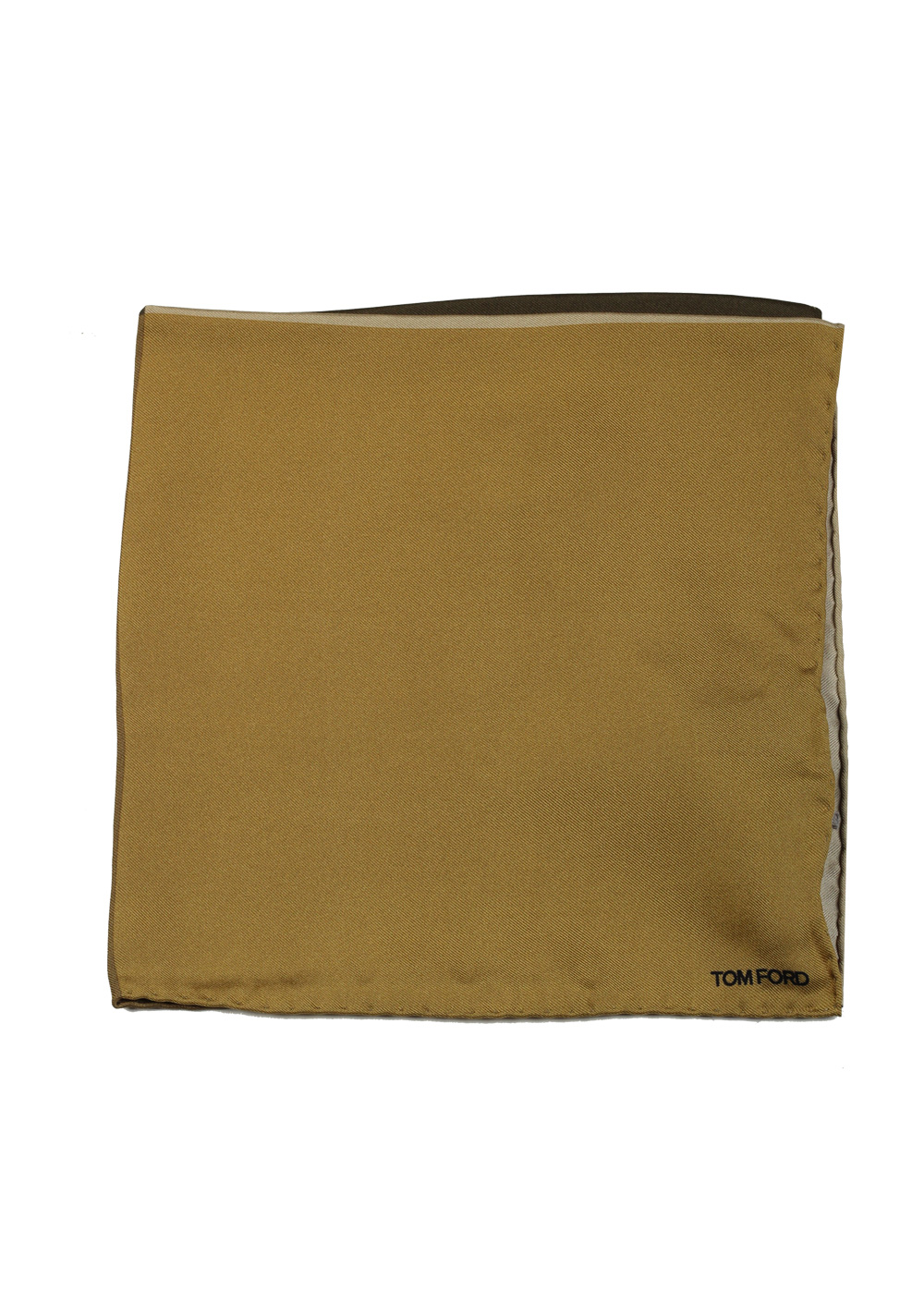 Tom Ford Green Brown Silk Pocket Square Solid 16″ x 16″