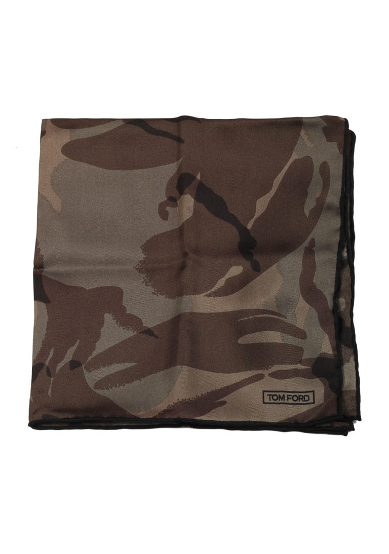 Tom Ford Brown Silk Pocket Square Camouflage Pattern 16″ x 16″ - thumbnail | Costume Limité