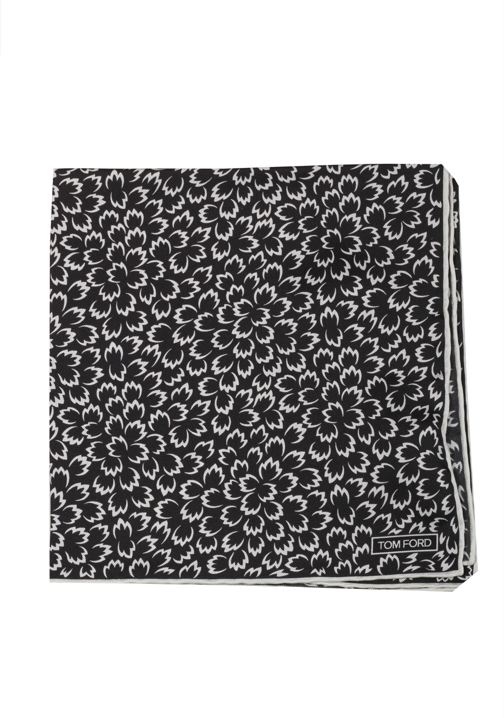 Tom Ford Black White Silk Pocket Square Pattern 16″ x 16″ | Costume Limité