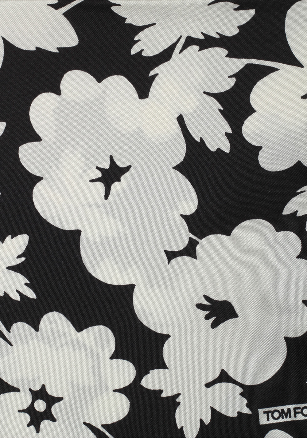 Tom Ford Black White Silk Pocket Square Floral Pattern 16″ x 16″ | Costume Limité