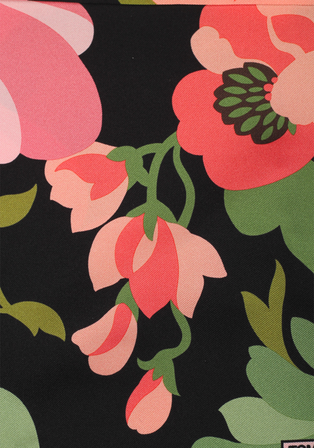 Tom Ford Black Green Pink Silk Pocket Square Floral Pattern 16″ x 16″ | Costume Limité