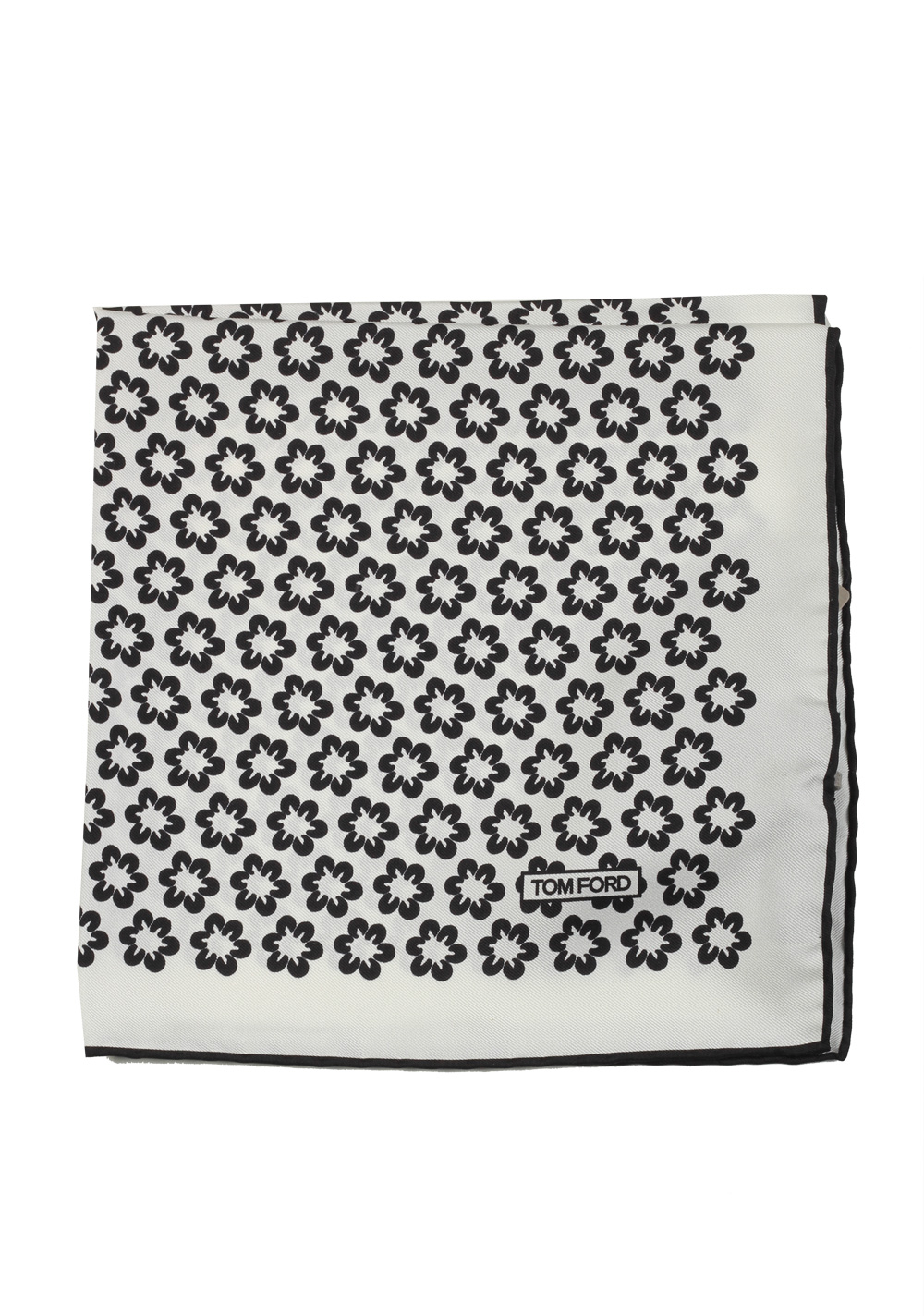 Tom Ford Black White Silk Pocket Square Patterned 16″ x 16″ | Costume Limité