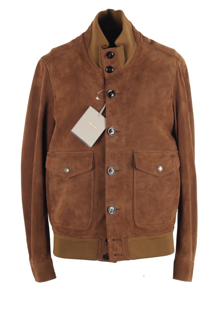 TOM FORD Brown Leather Suede Bomber Jacket Coat Size 48 / 38R U.S. - thumbnail | Costume Limité
