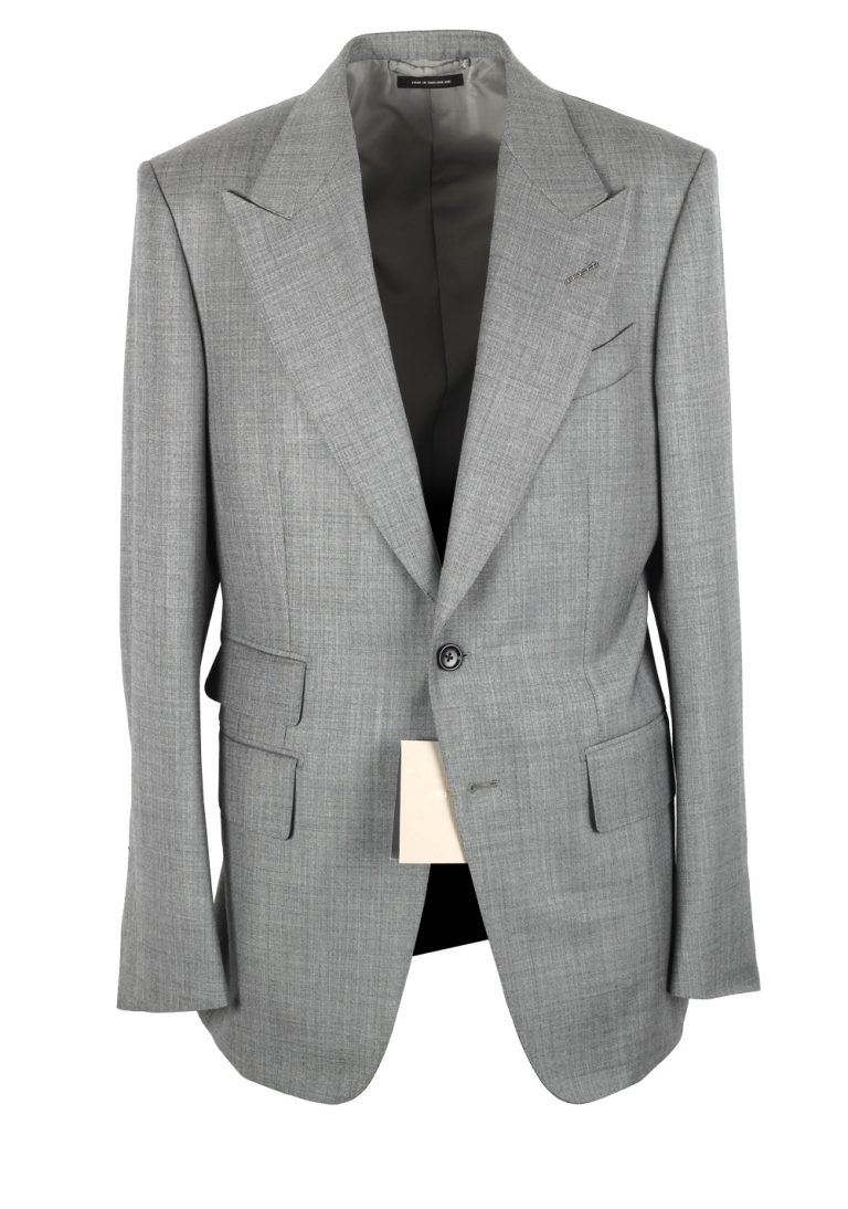 TOM FORD Shelton Solid Gray Sharkskin Suit Size 48 / 38R U.S. In Wool - thumbnail | Costume Limité