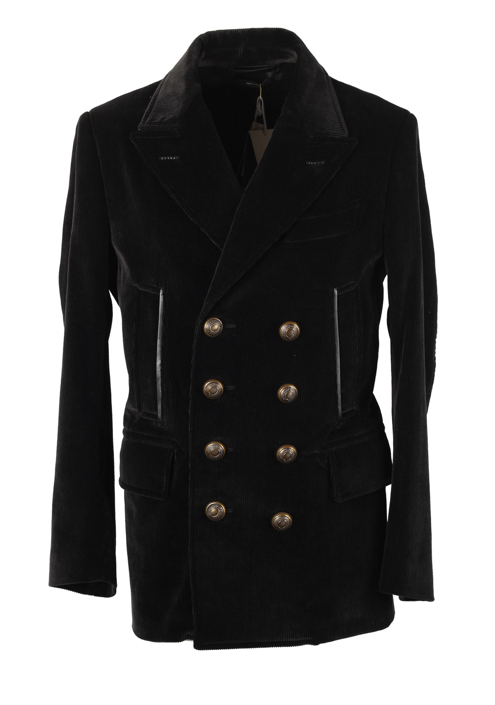 TOM FORD Black Corduroy Peacoat Size 48 / 38R U.S. Outerwear | Costume Limité