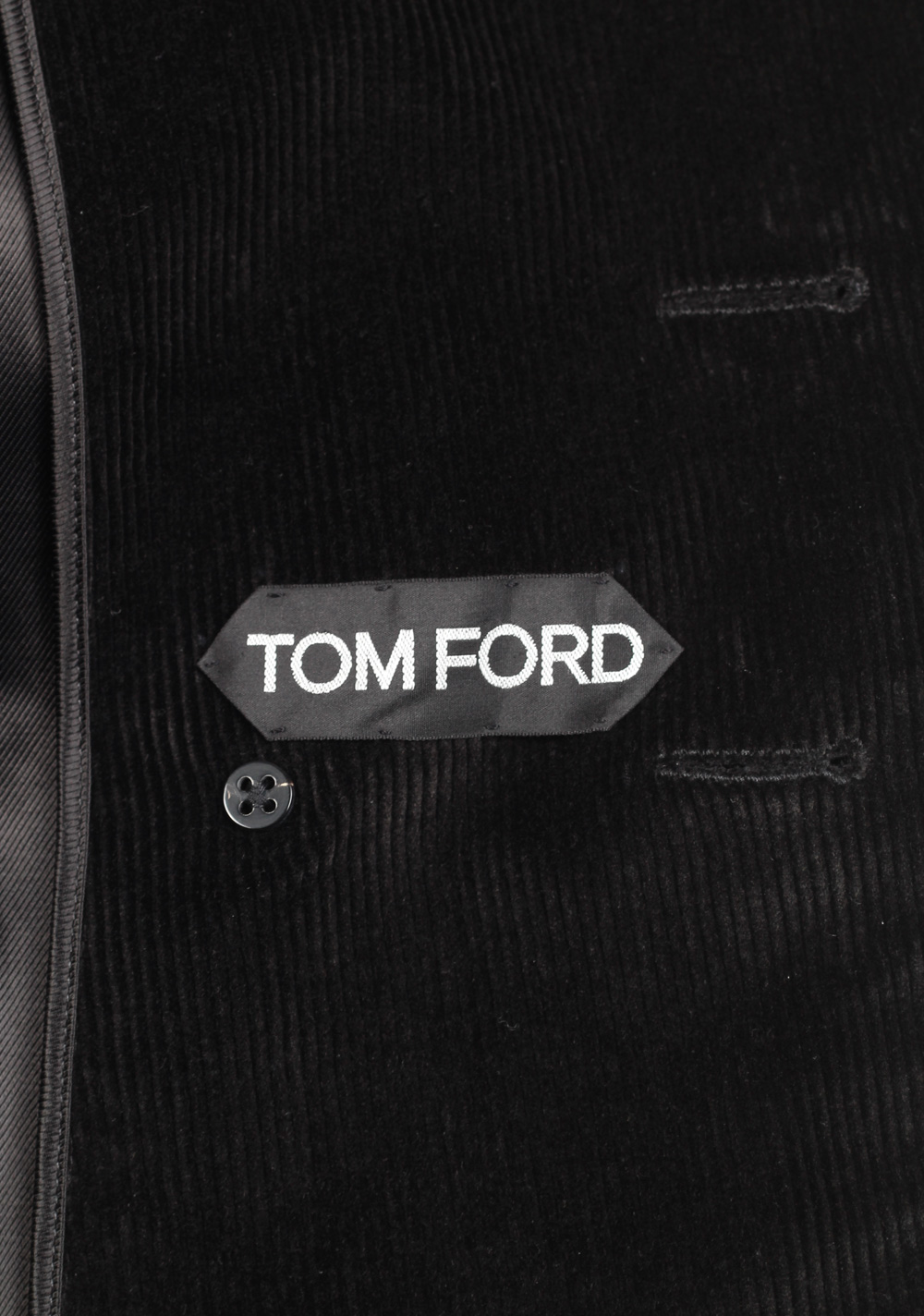 TOM FORD Black Corduroy Peacoat Size 48 / 38R U.S. Outerwear | Costume Limité