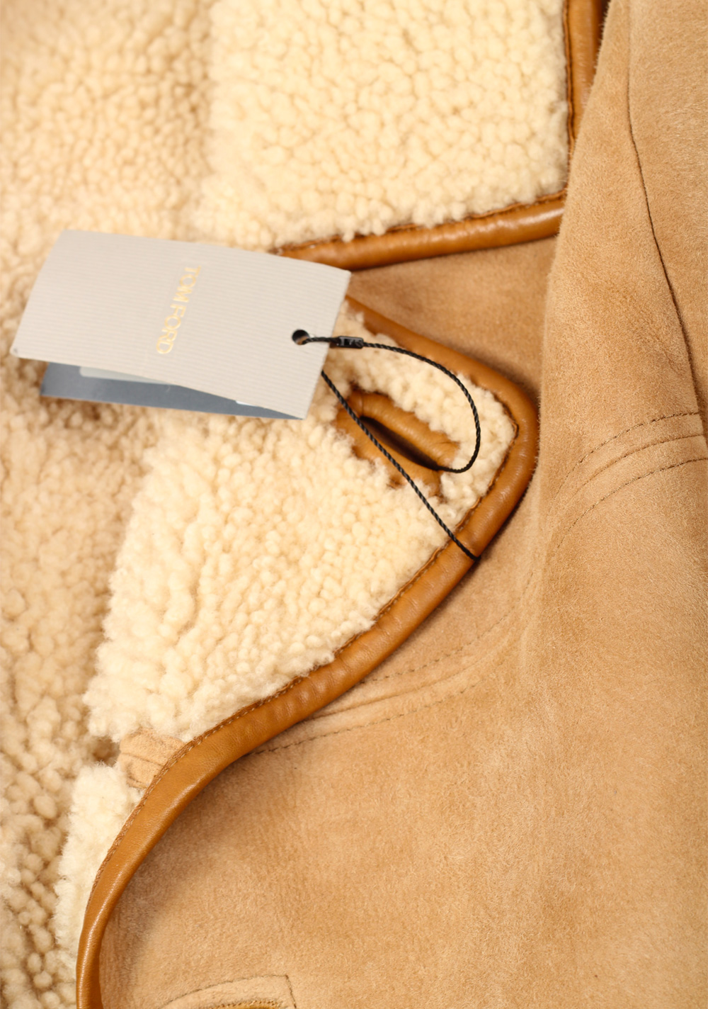 TOM FORD Sand Leather Nubuck Shearling Jacket Coat Size 48 / 38R U.S. Outerwear – image 5