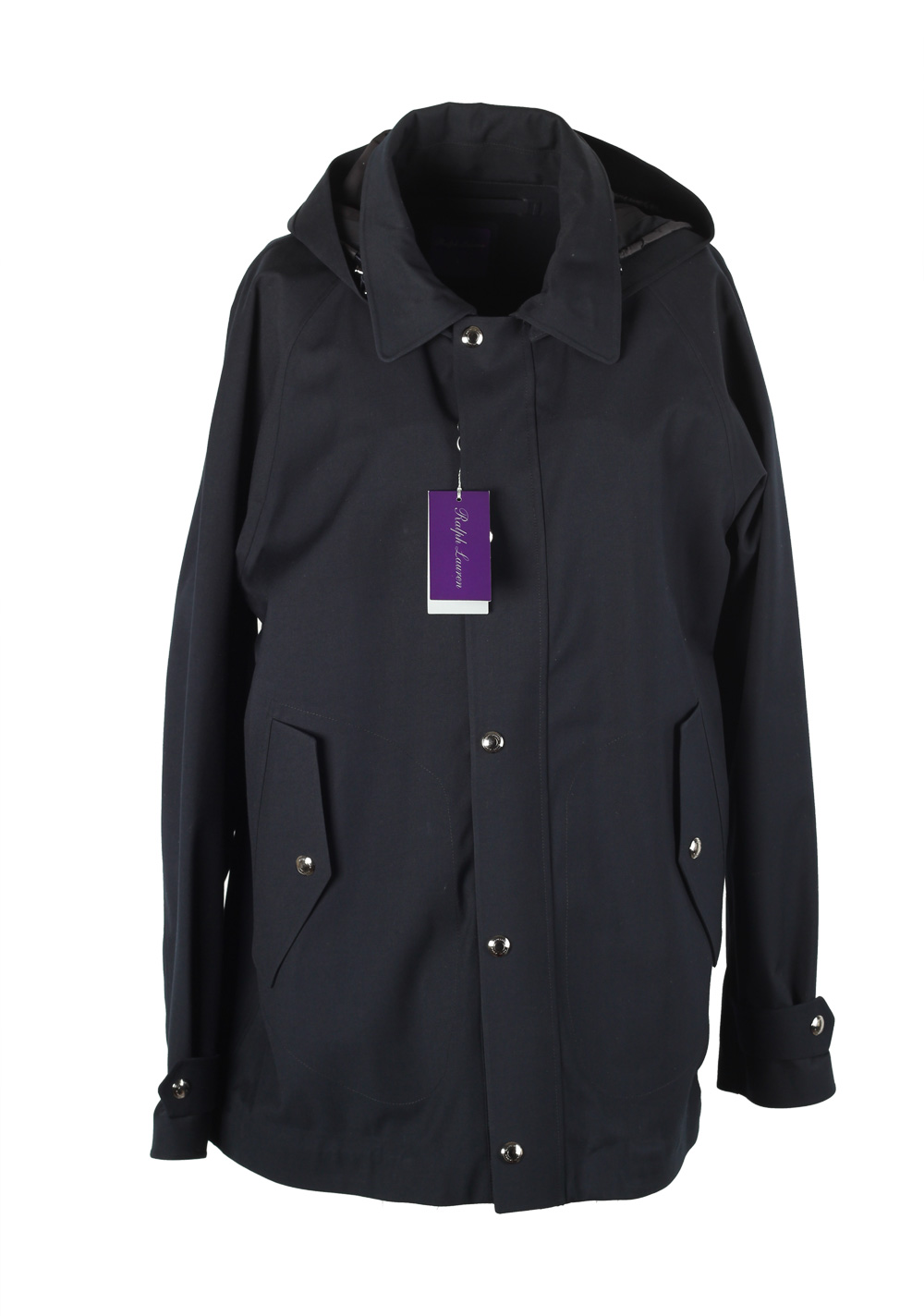 Ralph Lauren Purple Label Blue Hooded Rain Coat | Costume Limité