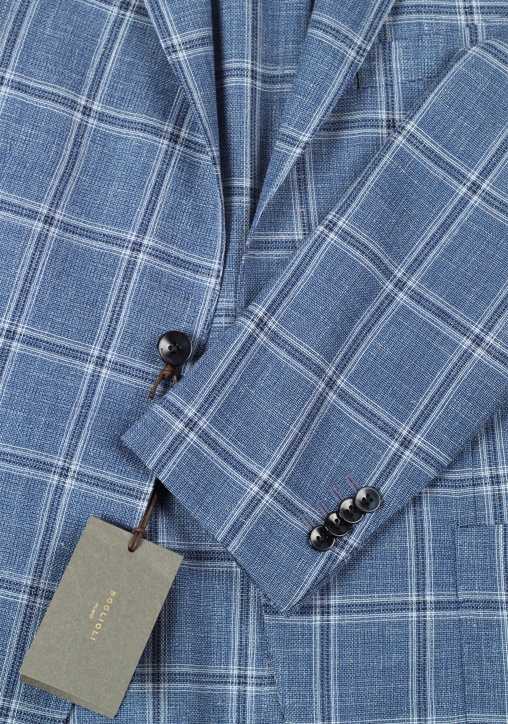 Boglioli K Jacket Checked Blue Sport Coat Size 48 / 38R U.S. | Costume Limité