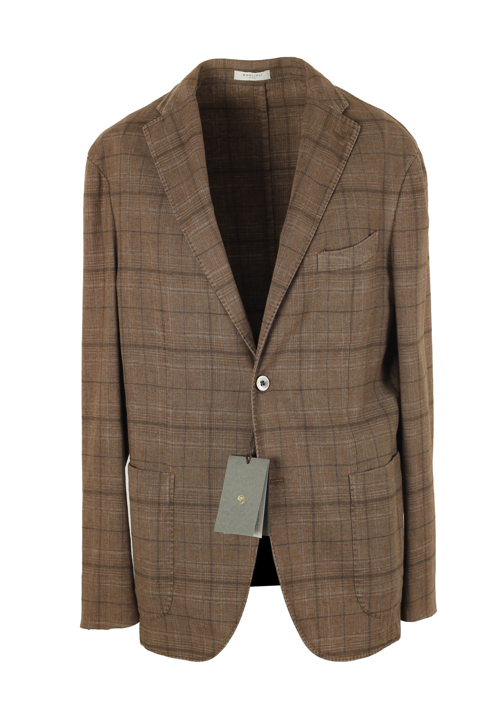 Boglioli K Jacket Brown Checked Sport Coat Size 52 / 42R U.S.