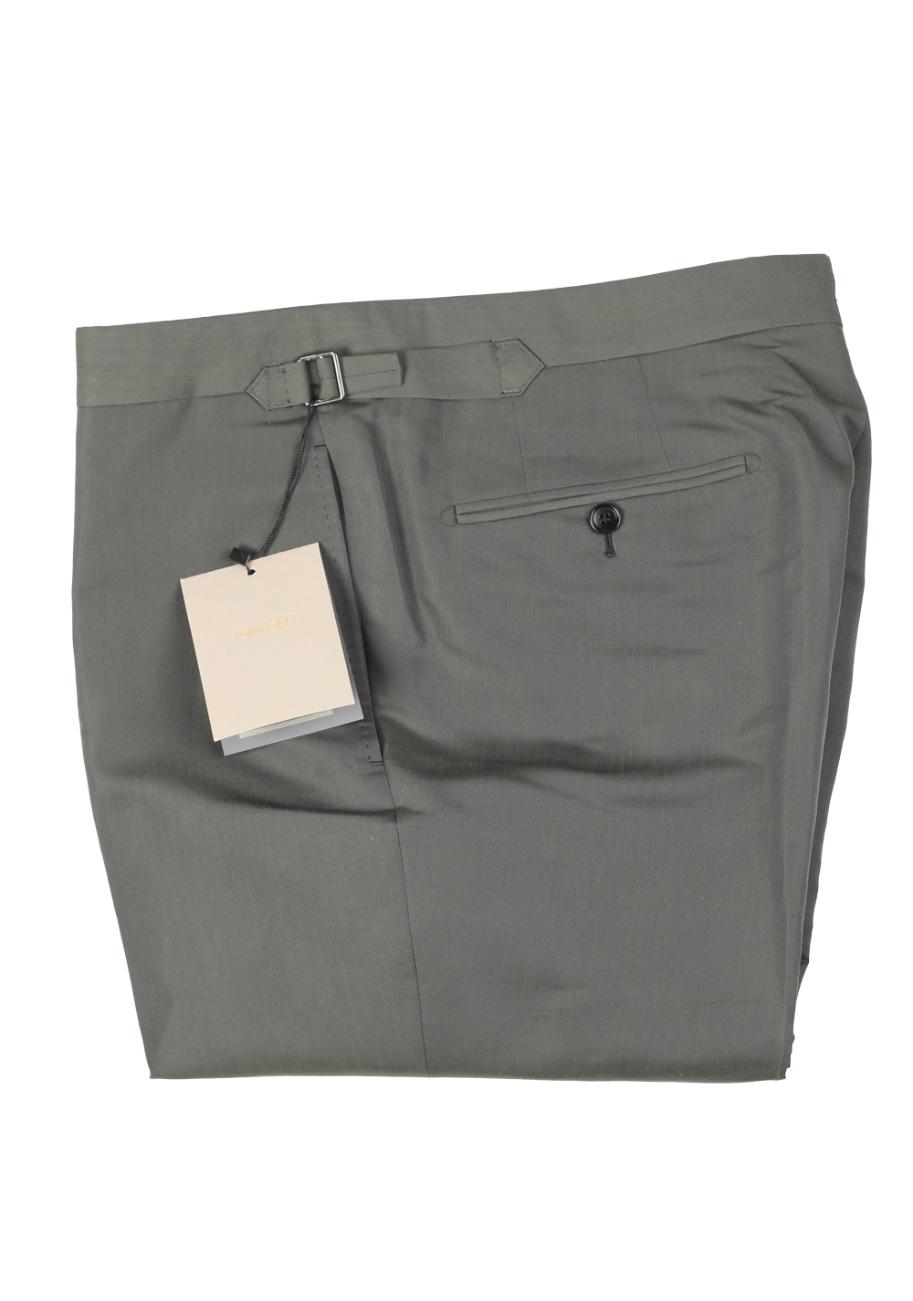 TOM FORD Green Cotton Silk Dress Trousers Size 54 / 38 U.S. | Costume Limité