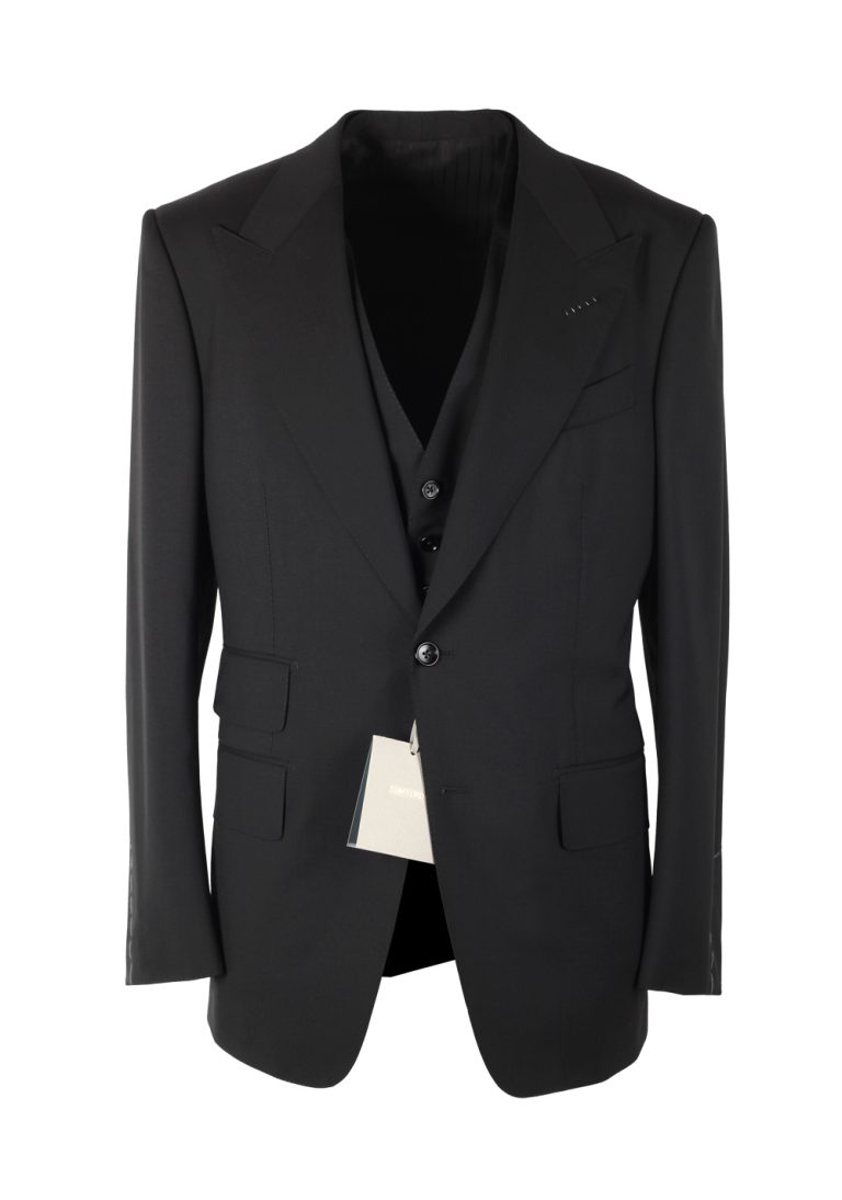 TOM FORD Windsor Black 3 Piece Suit Size 52 / 42R U.S. Wool Fit A - thumbnail | Costume Limité