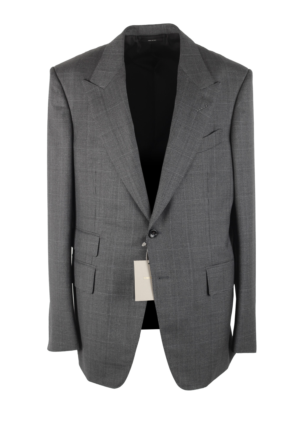 TOM FORD Shelton Gray Checked Suit Size 54 / 44R U.S. In Wool