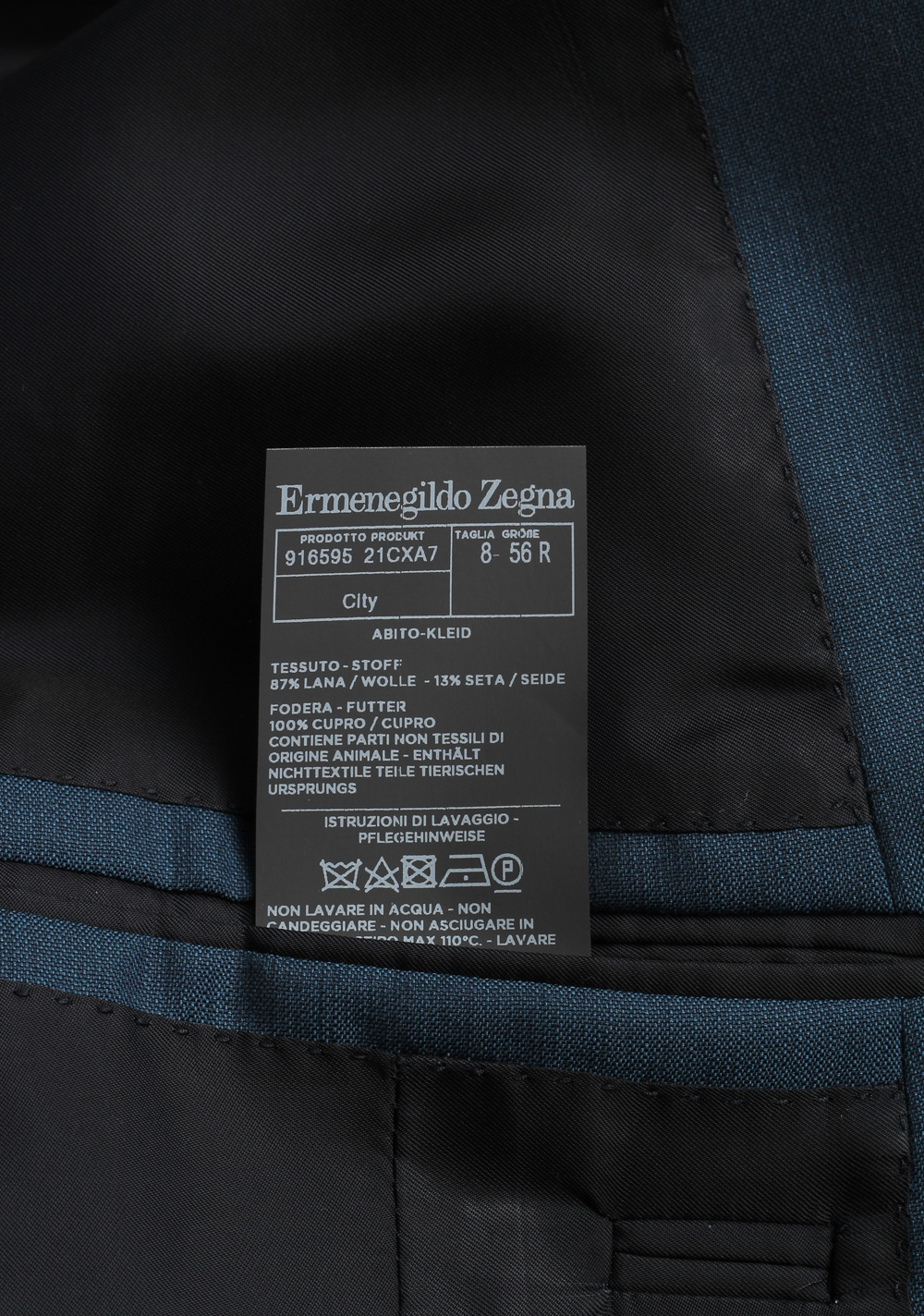 ZEGNA Blue City Achillfarm Suit Size 56 / 46R U.S. | Costume Limité