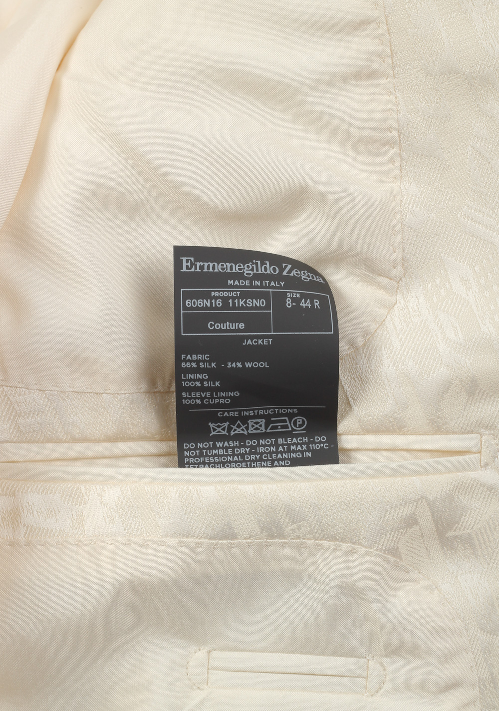 ZEGNA Couture Off White Tuxedo Dinner Jacket Size 44 / 34R U.S. | Costume Limité