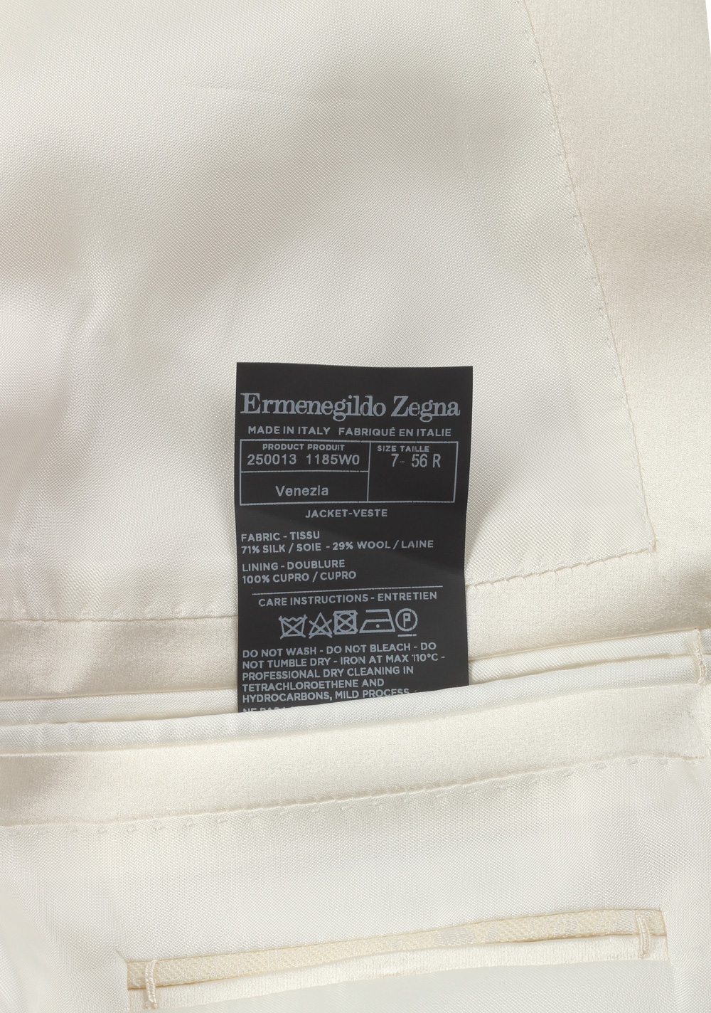 ZEGNA Venezia Off White Tuxedo Dinner Jacket Size 56 / 46R U.S. | Costume Limité