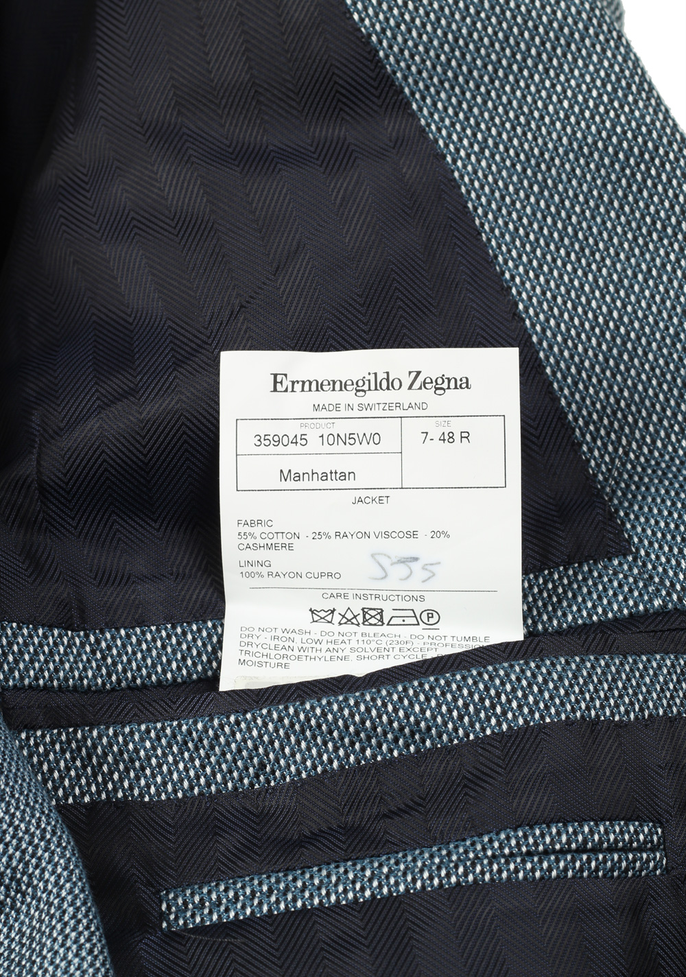 ZEGNA Manhattan Blue Sport Coat Size 48 / 38R U.S. In Cashmere Blend | Costume Limité