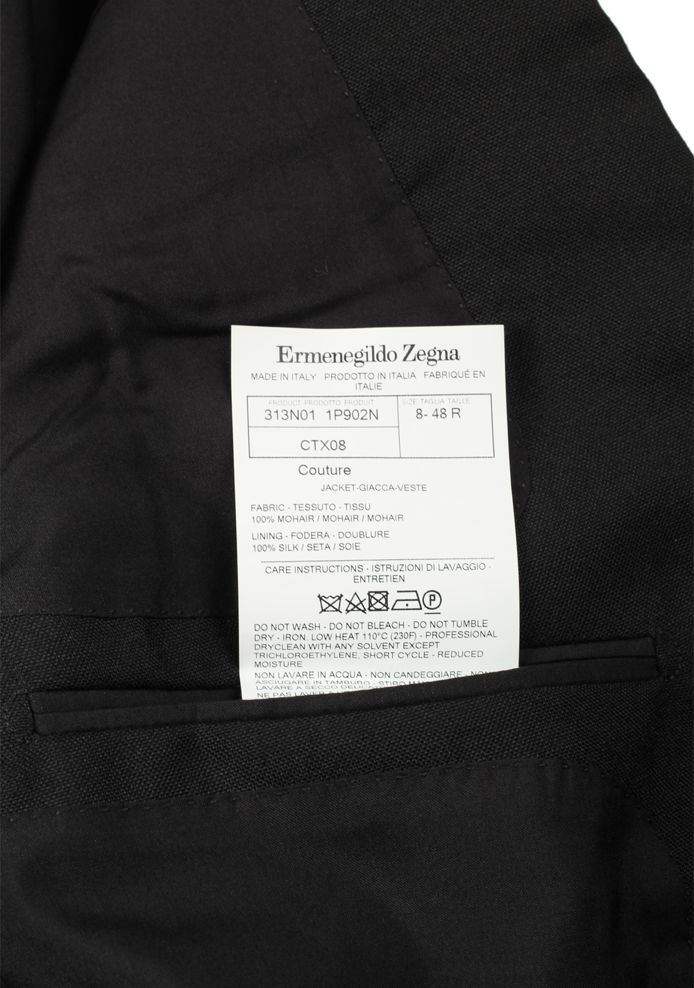 ZEGNA Couture Black Sport Coat Size 48 / 38R U.S. In Mohair | Costume Limité