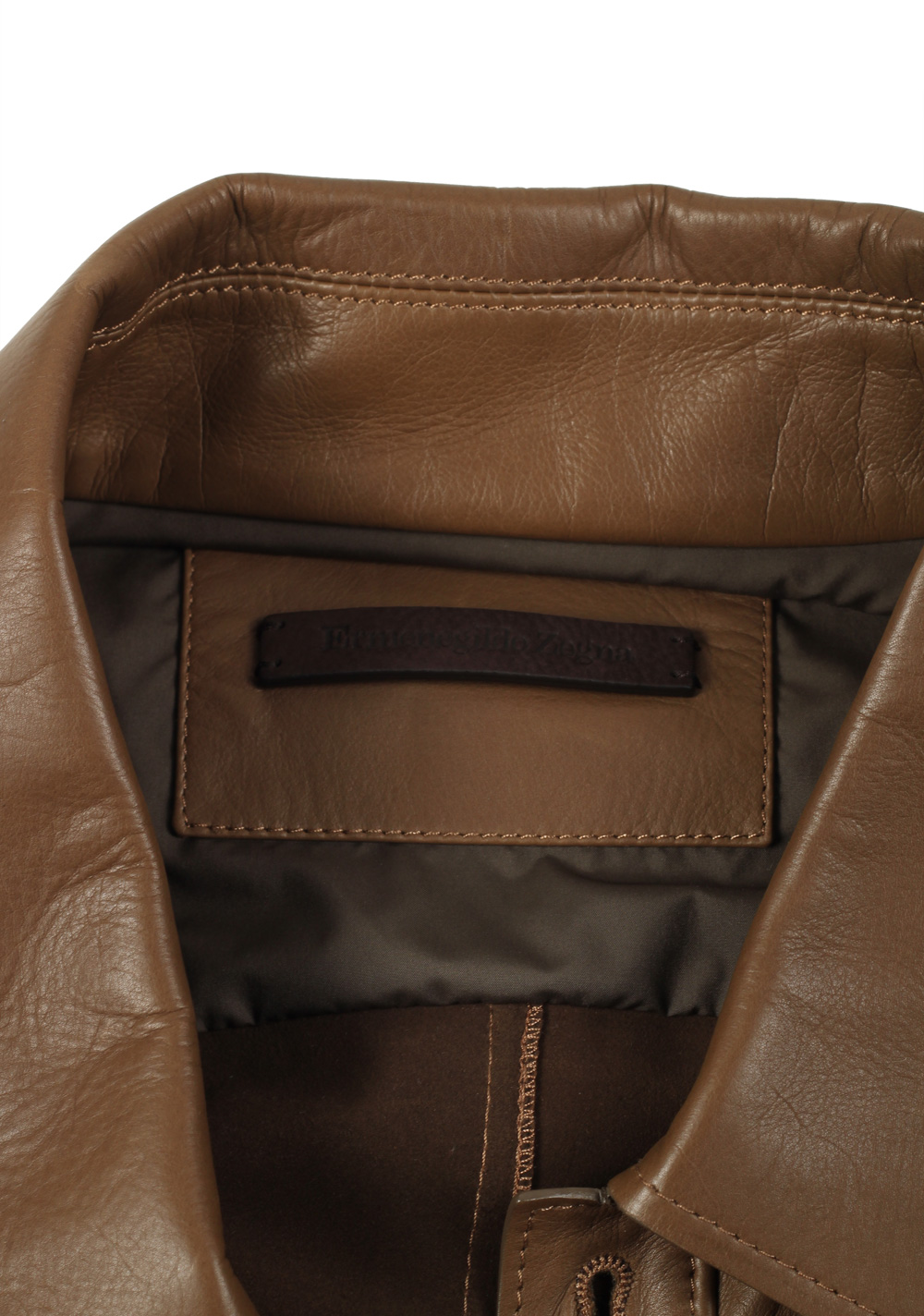 ZEGNA Brown Oasi Leather Overshirt | Costume Limité
