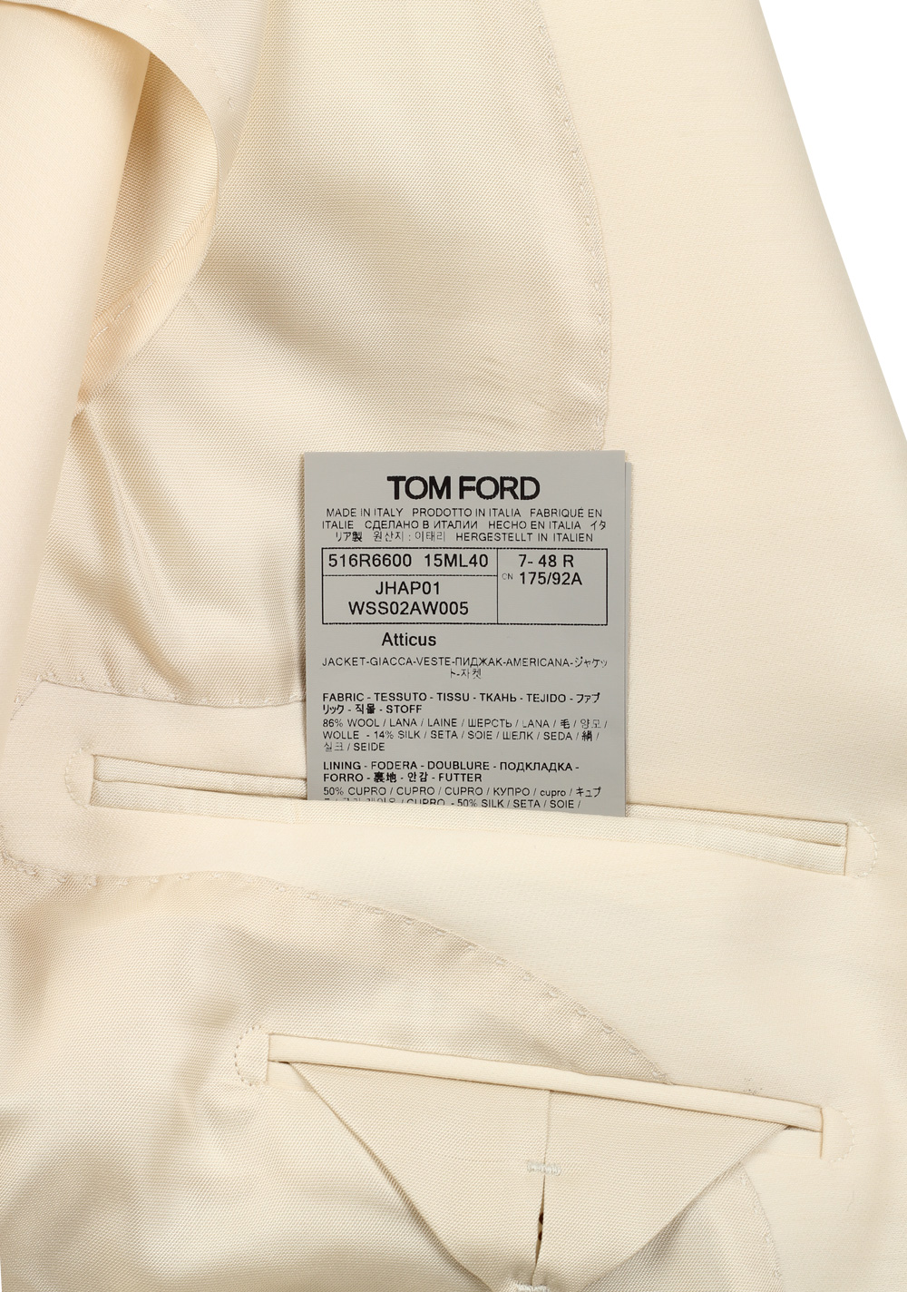 TOM FORD Atticus Off White Sport Coat | Costume Limité