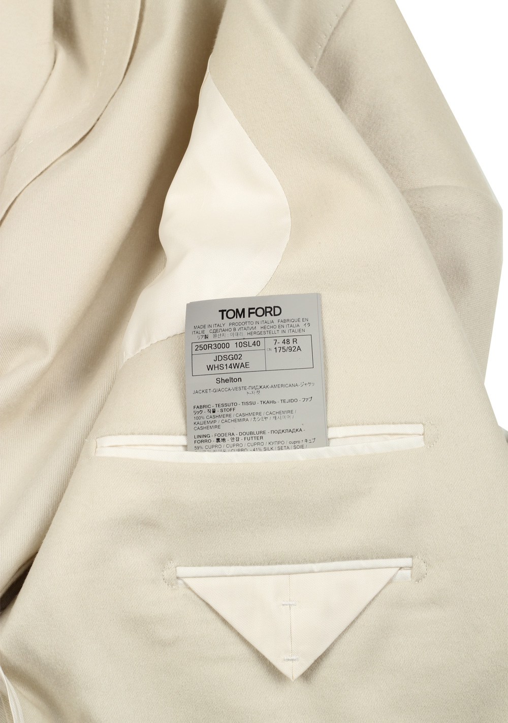 TOM FORD Shelton Cashmere Off White Sport Coat Size 48 / 38R U.S. | Costume Limité