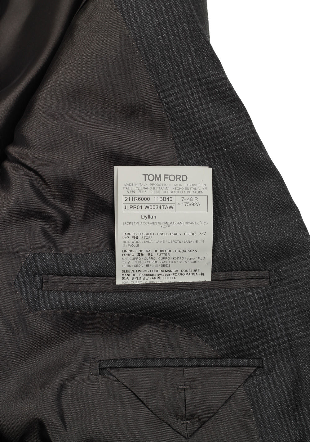 TOM FORD Dyllan Checked Gray Sport Coat Size 48 / 38R U.S. | Costume Limité