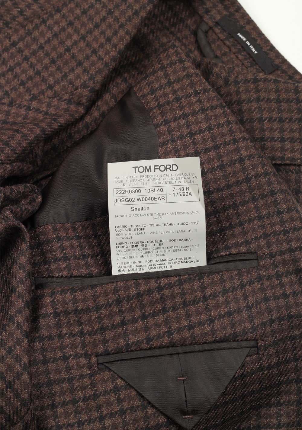 TOM FORD Shelton Brown Sport Coat Size 48 / 38R U.S. In Wool | Costume Limité
