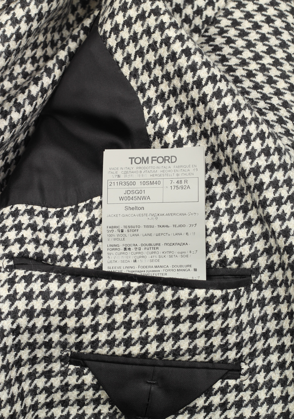 TOM FORD Shelton Checked Black White Sport Coat Size 48 / 38R U.S. | Costume Limité