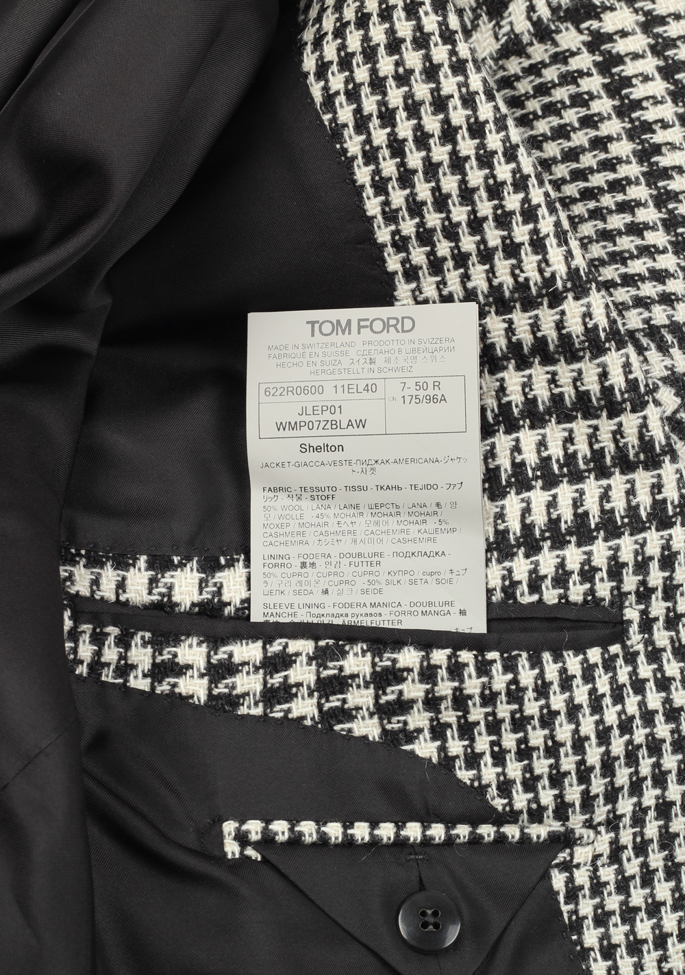 TOM FORD Shelton Checked Black White Sport Coat Size 50 / 40R U.S. | Costume Limité