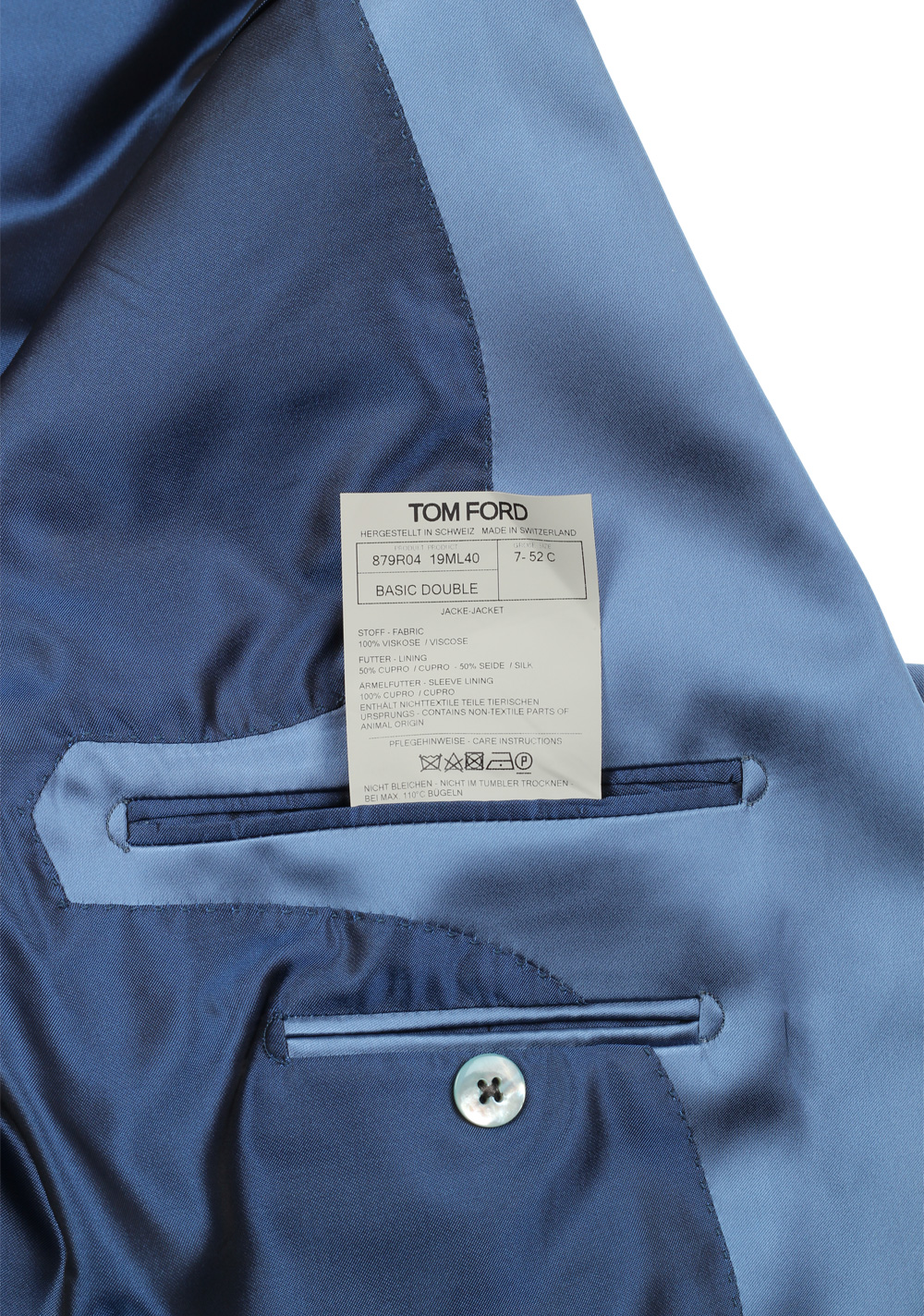 TOM FORD Basic Double Blue Sport Coat Size 52C / 42S | Costume Limité
