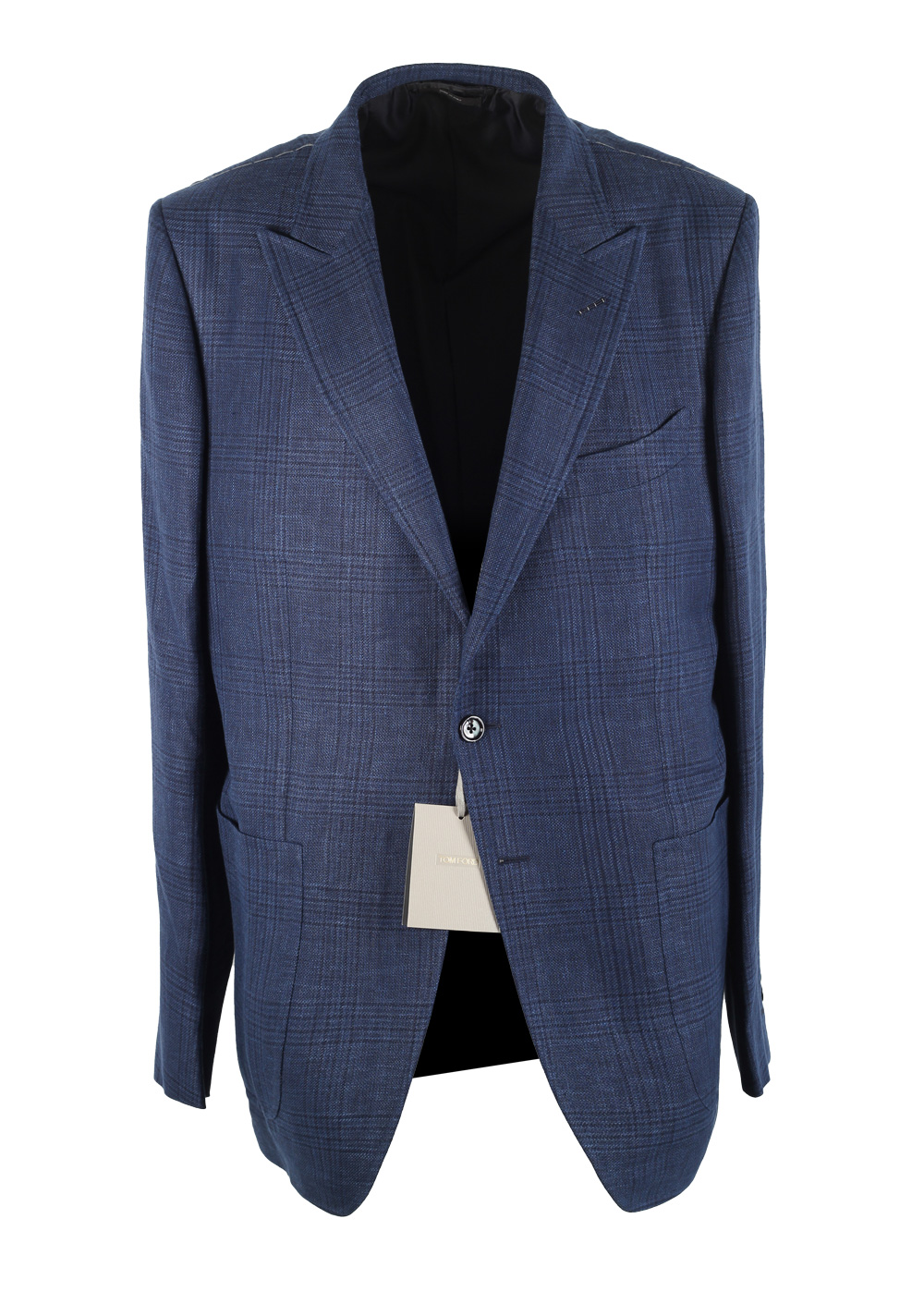 TOM FORD O’Connor Blue Checked Sport Coat Size 56 / 46R U.S. Fit Y | Costume Limité