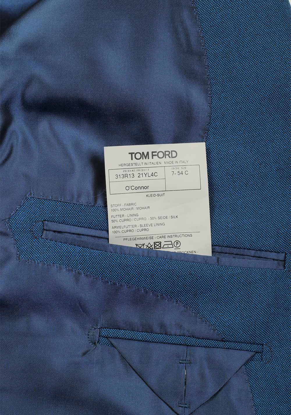 TOM FORD O’Connor Blue Sport Coat Size 54C / 44S U.S. In Mohair | Costume Limité