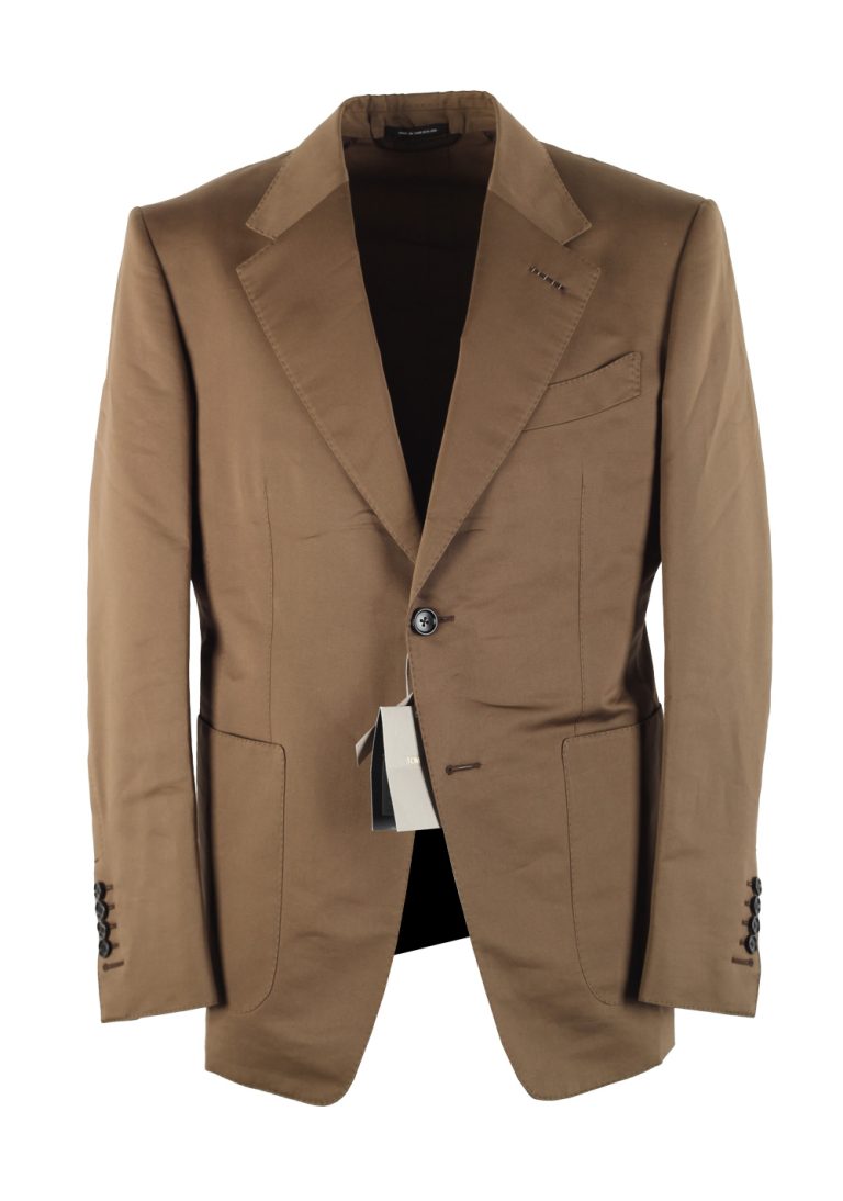 TOM FORD Shelton Brown Sport Coat Size 48 / 38R U.S. In Cotton Silk - thumbnail | Costume Limité