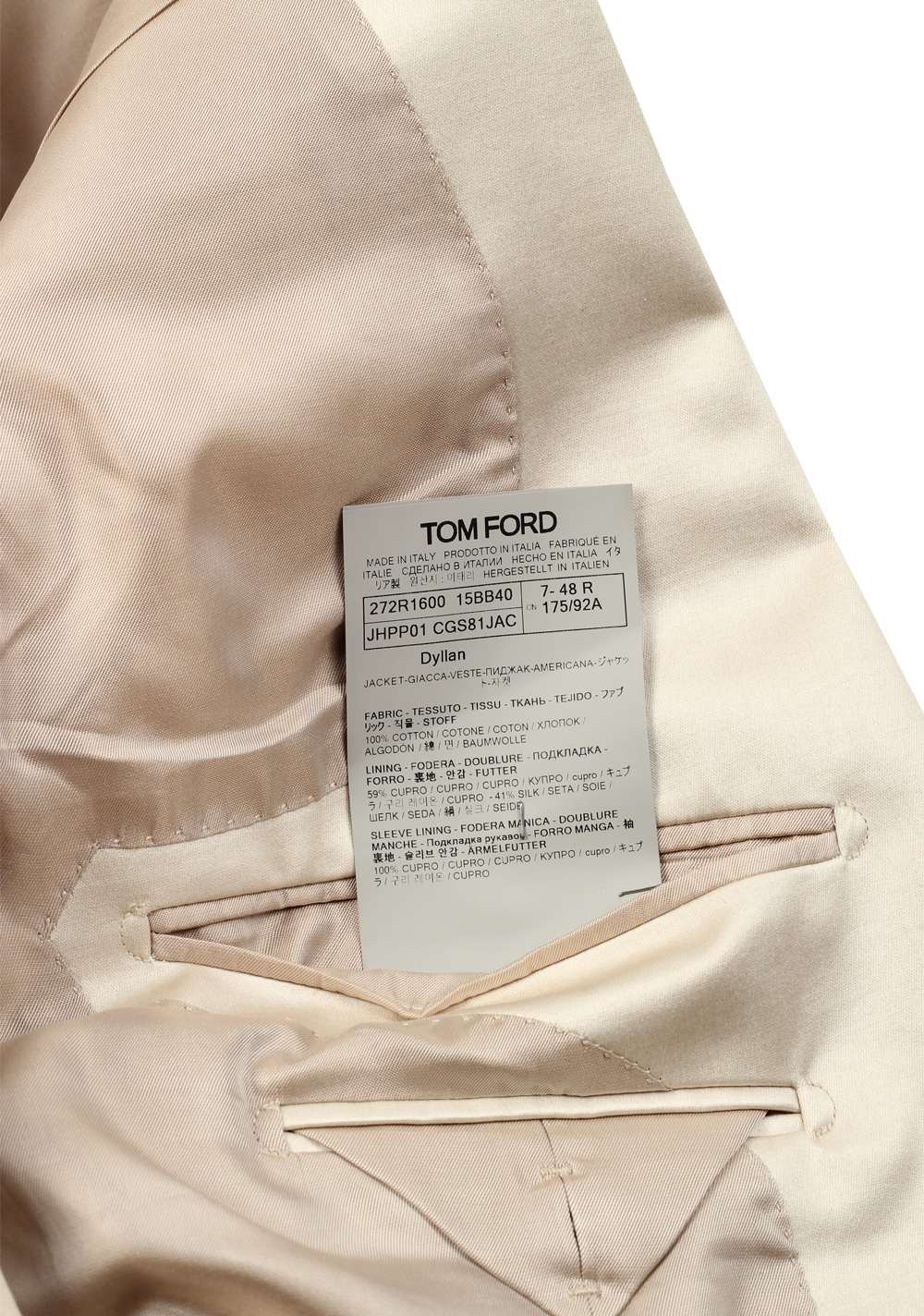 TOM FORD Dyllan Solid Off White Sport Coat Size 48 / 38R U.S. | Costume Limité