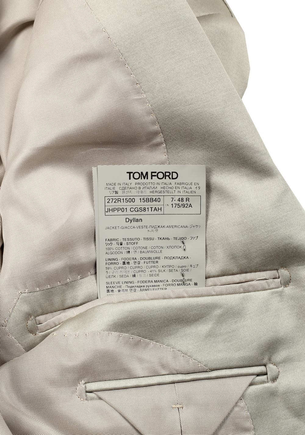 TOM FORD Dyllan Solid Grayish Taupe Sport Coat Size 48 / 38R U.S. | Costume Limité