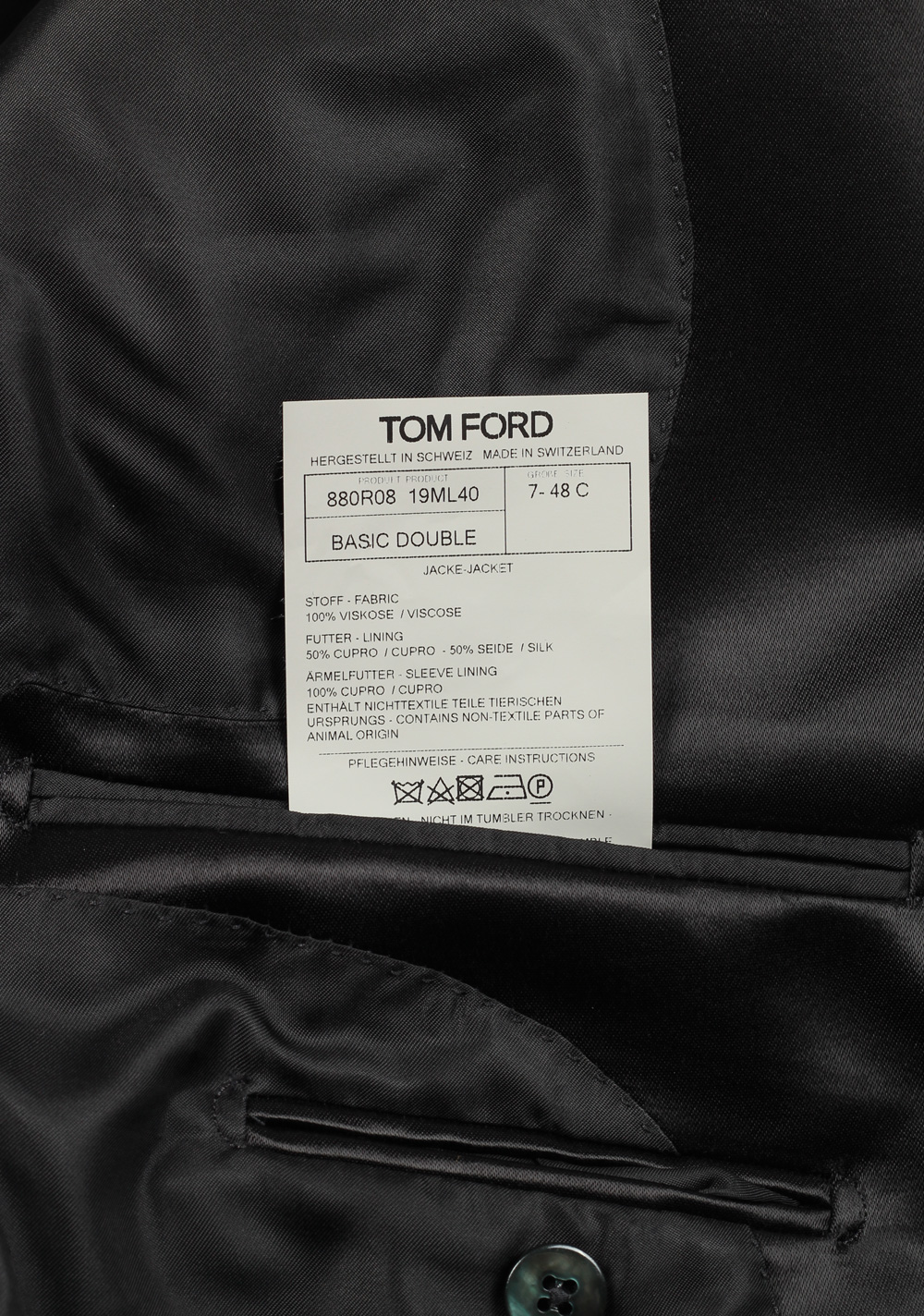 TOM FORD Basic Double Black Sport Coat Size 48C / 38S U.S. | Costume Limité