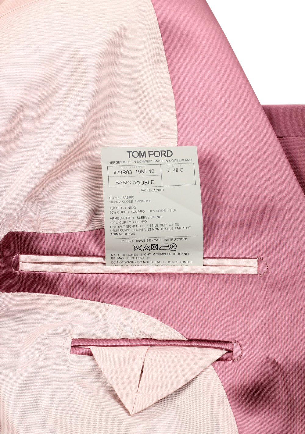 TOM FORD Basic Double Pink Sport Coat Size 48C / 38S U.S. | Costume Limité