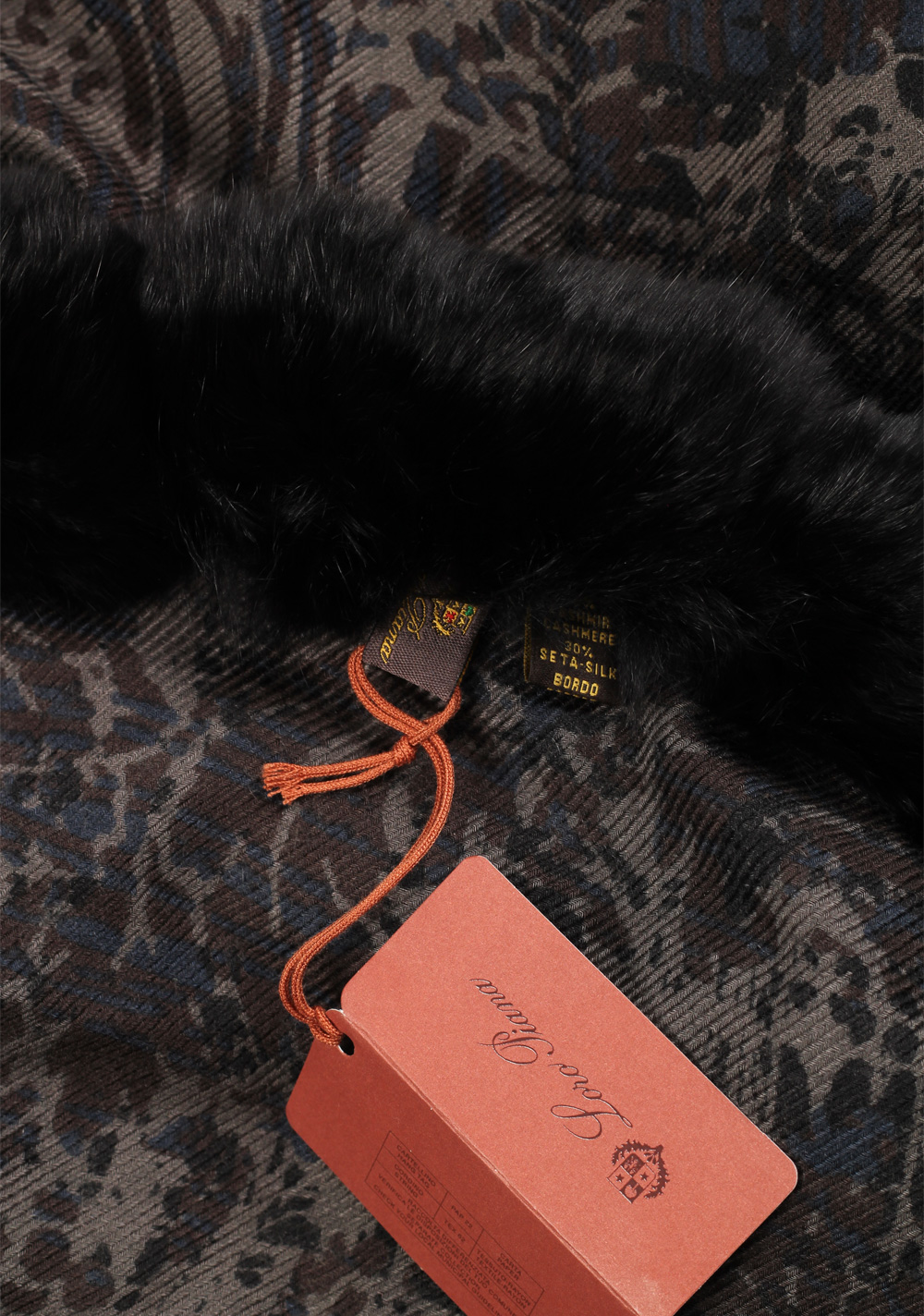 Loro Piana Brown Chinchilla Cashmere Fur Trimmed Scarf Stole – image 4