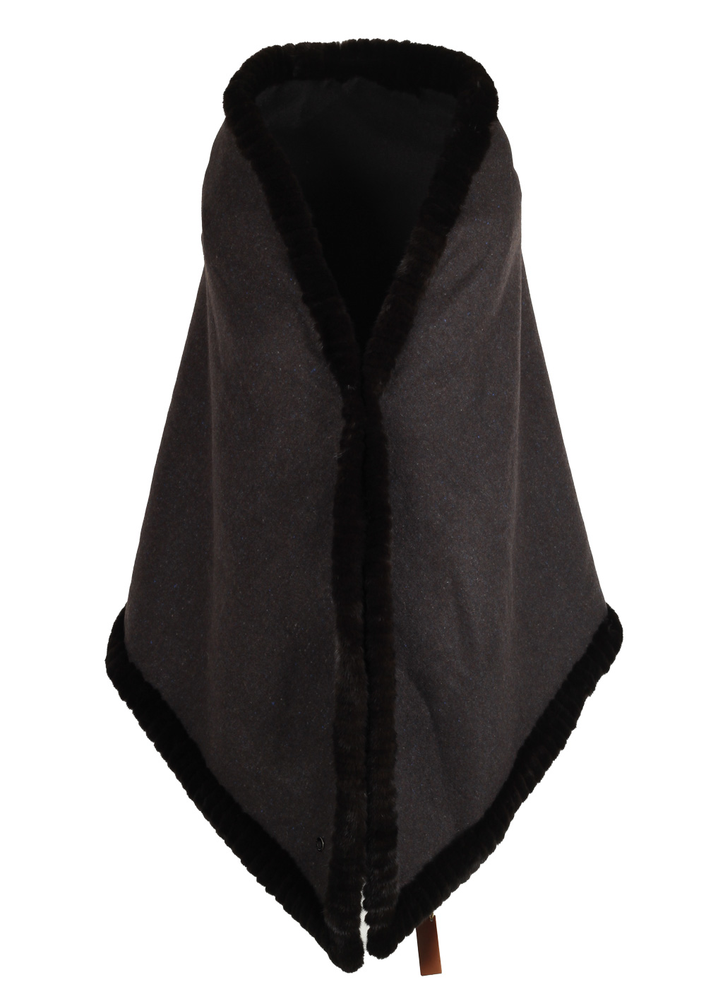 Loro Piana Black Chinchilla Cashmere Fur Trimmed Scarf Stole