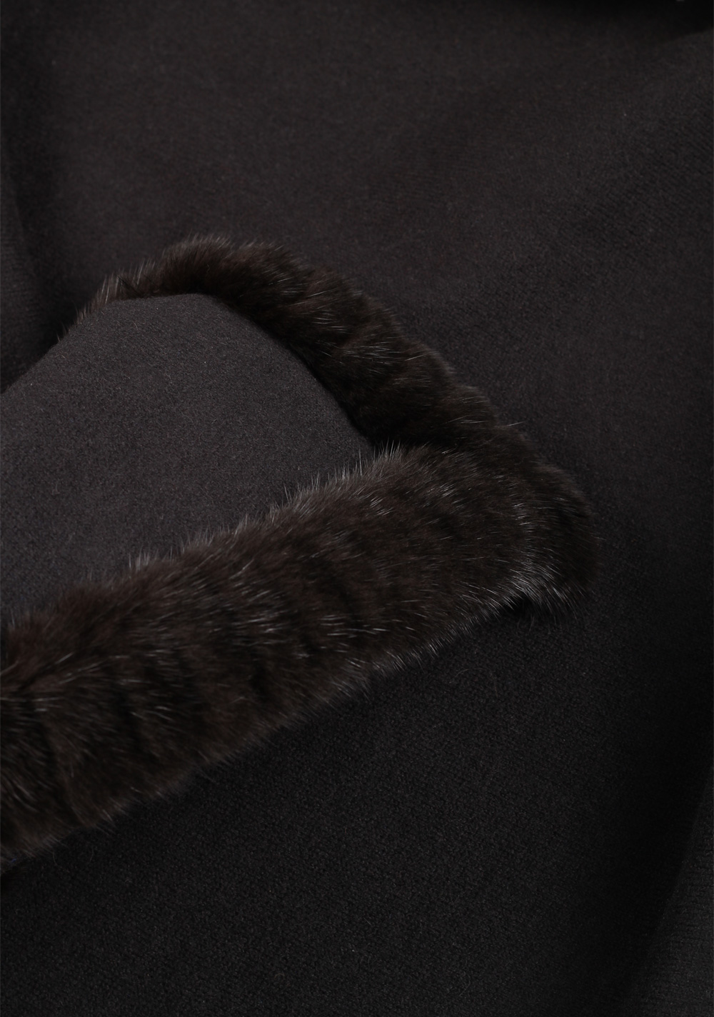 Loro Piana Black Chinchilla Cashmere Fur Trimmed Scarf Stole – image 2