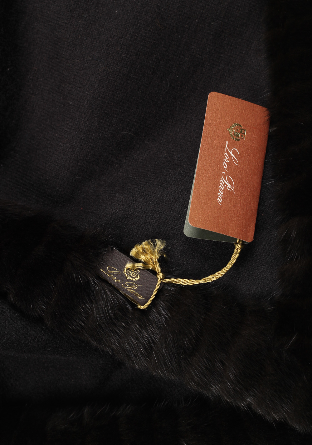 Loro Piana Black Chinchilla Cashmere Fur Trimmed Scarf Stole – image 5