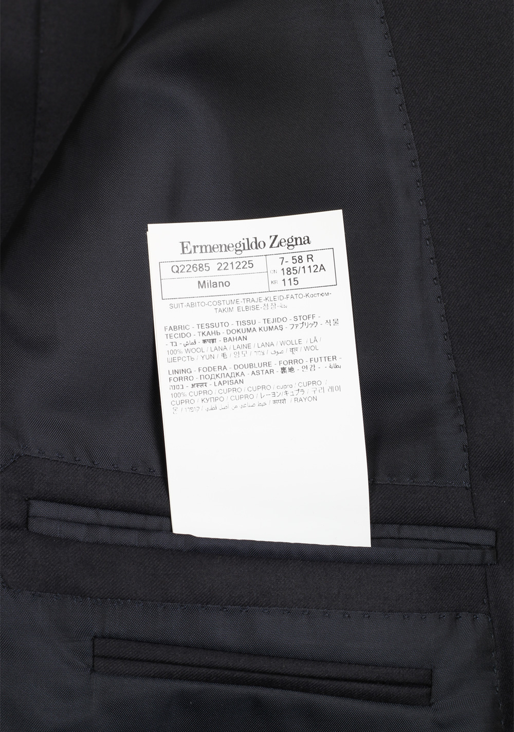 ZEGNA Milano Trofeo Black Solid Suit Size 58 / 48R U.S. – image 6