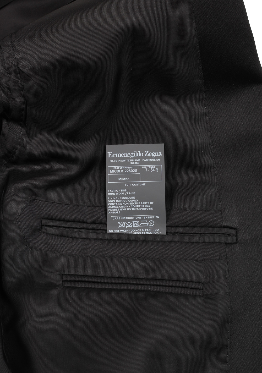 ZEGNA Black Wool Milano Micronsphere Tuxedo Suit Size 54 / 44R U.S. – image 6