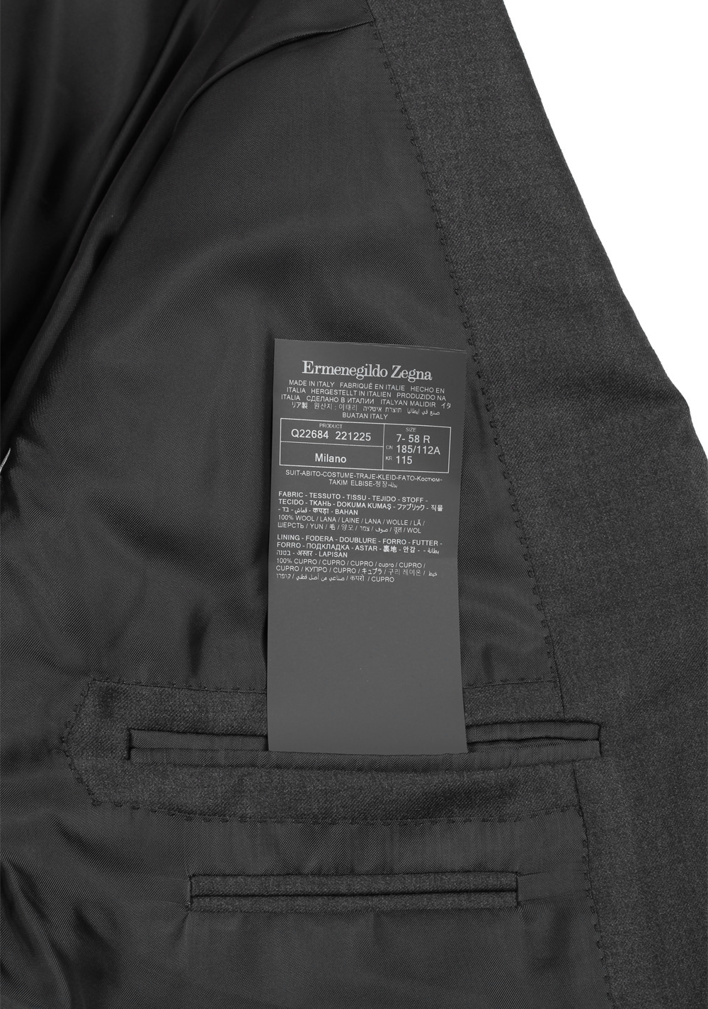 ZEGNA Milano Trofeo Gray Solid Suit Size 58 / 48R U.S. – image 6