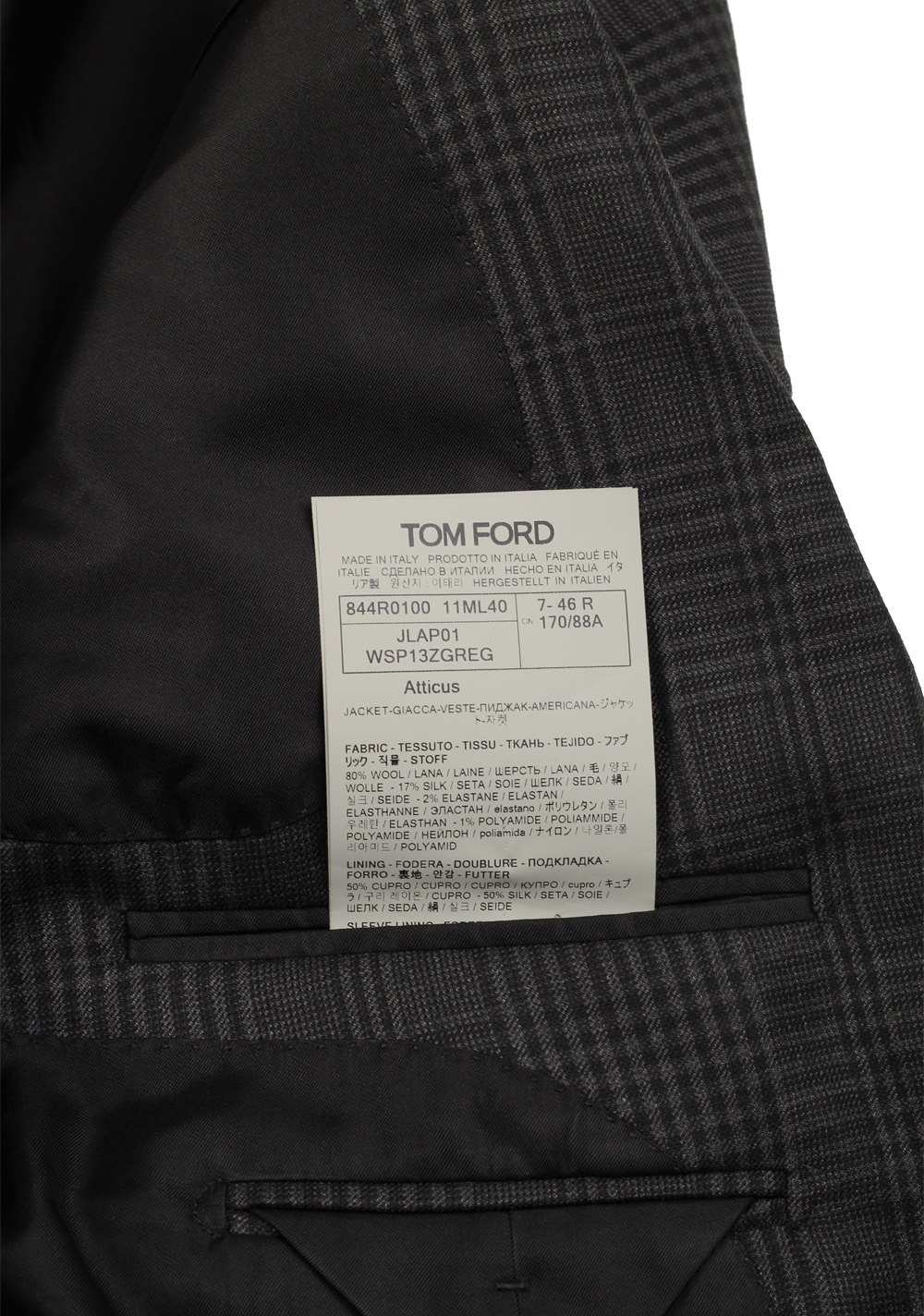 TOM FORD Atticus Gray Checked Sport Coat Size 46 / 36R U.S. – image 6