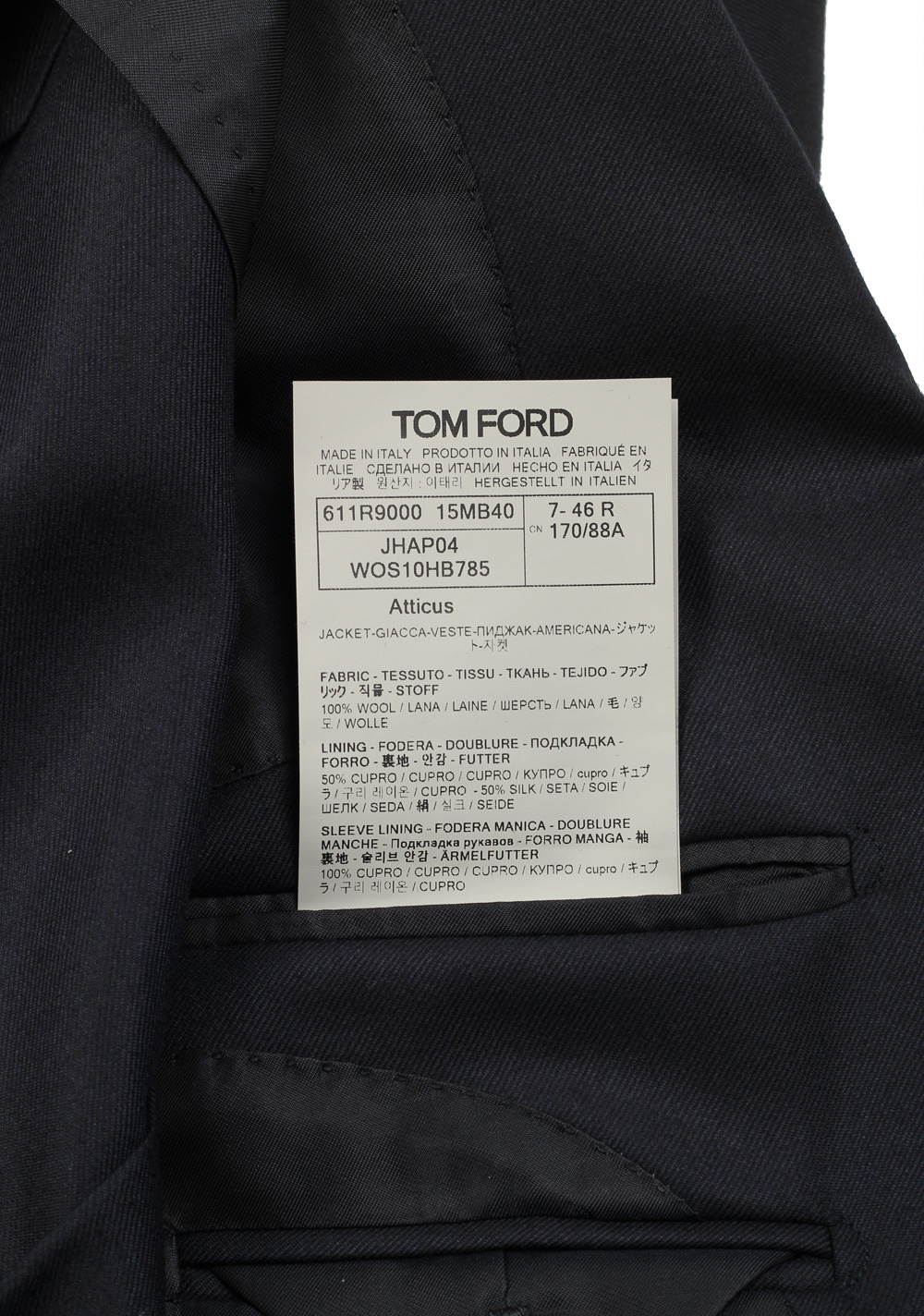 TOM FORD Atticus Blue Solid Sport Coat Size 46 / 36R U.S. – image 6