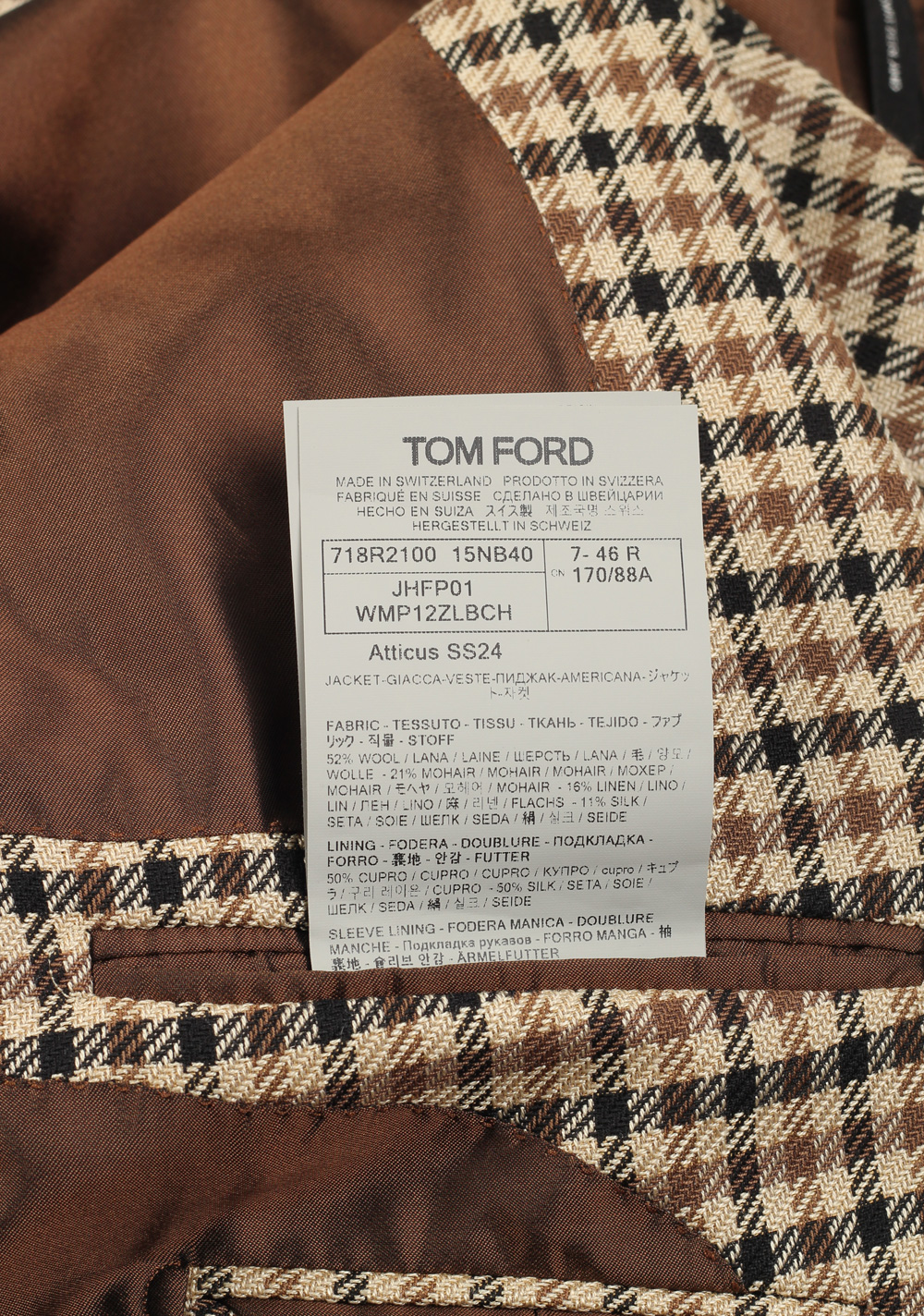 TOM FORD Atticus Checked Brown Sport Coat Size 46 / 36R U.S. – image 6