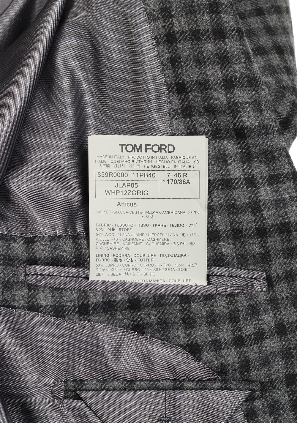 TOM FORD Atticus Gray Checked Sport Coat Size 46 / 36R U.S. – image 6