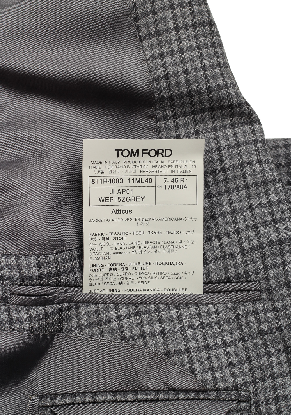 TOM FORD Atticus Gray Checked Sport Coat Size 46 / 36R U.S. – image 6
